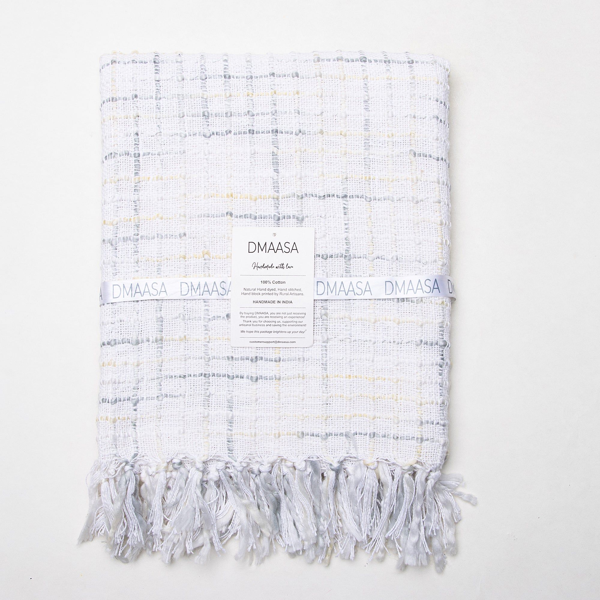 White Handmade Cotton Woven Throw For Living Room